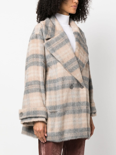 Shop Fabiana Filippi Double-breasted Alpaca Wool Coat In Neutrals