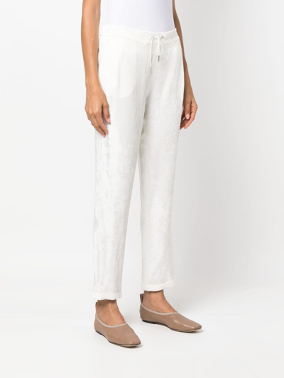Shop Fabiana Filippi Drawstring-waist Velvet-finish Trousers In White
