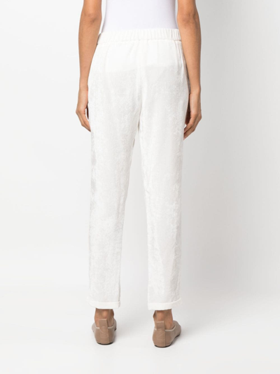 Shop Fabiana Filippi Drawstring-waist Velvet-finish Trousers In White