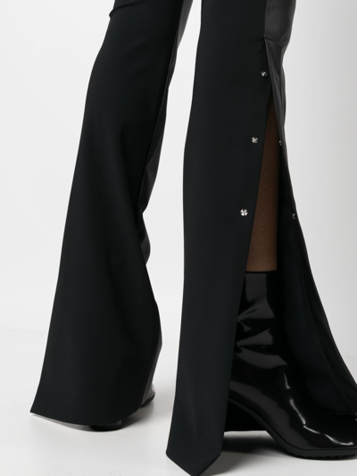 Coperni Flared High-waisted Trousers With Faux Leather Texture In Black