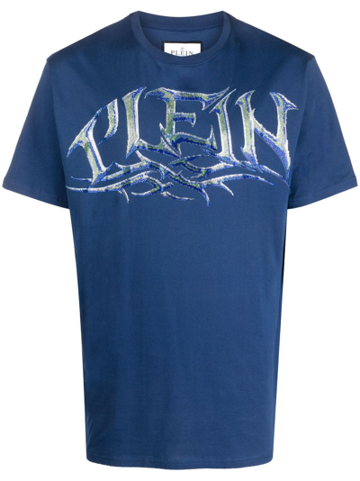 Shop Philipp Plein Logo-print Short-sleeved T-shirt In Blue