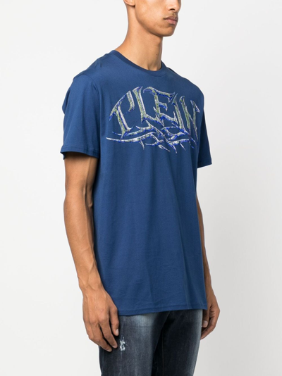 Shop Philipp Plein Logo-print Short-sleeved T-shirt In Blue