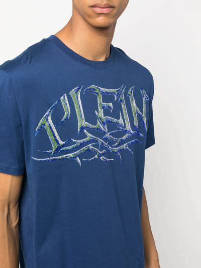 Shop Philipp Plein Logo-print Short-sleeved T-shirt In Blue