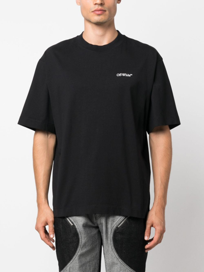 Off-white 'barber Arrow' Black T-shirt With Logo On The Front And Maxi Logo On The Back In Black