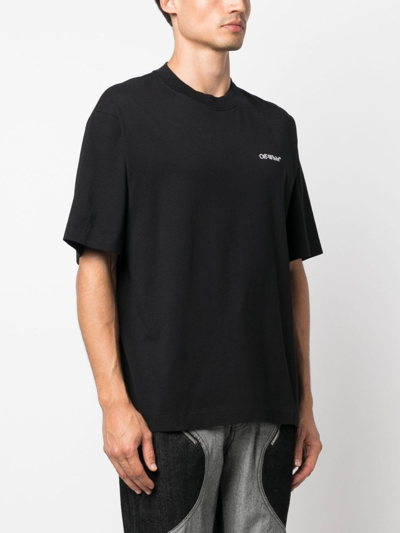 Off-white 'barber Arrow' Black T-shirt With Logo On The Front And Maxi Logo On The Back In Black