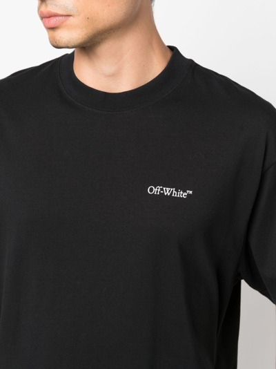 Off-white 'barber Arrow' Black T-shirt With Logo On The Front And Maxi Logo On The Back In Black