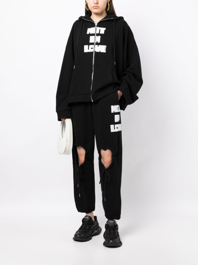 Shop Natasha Zinko Text-print Hooded Jacket In Black