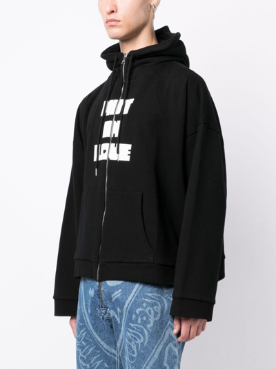 Natasha Zinko Text-print Hooded Jacket In Black