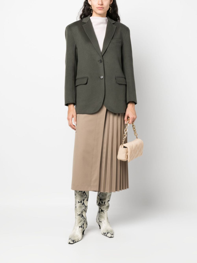 Shop Anine Bing Single-breasted Wool-cashmere Blazer In Green