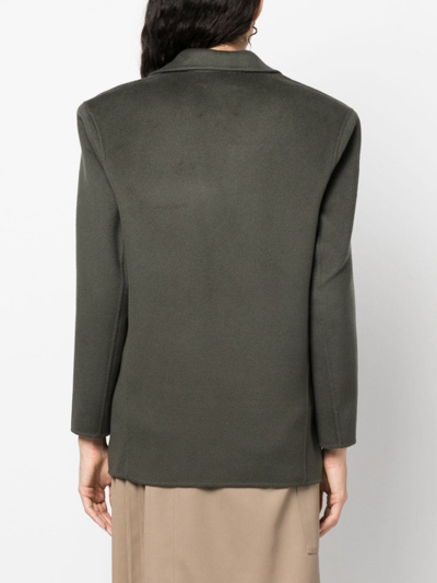 Shop Anine Bing Single-breasted Wool-cashmere Blazer In Green