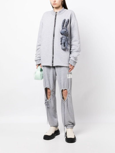 Natasha Zinko Bunny-appliqué Bomber Jacket In Grey