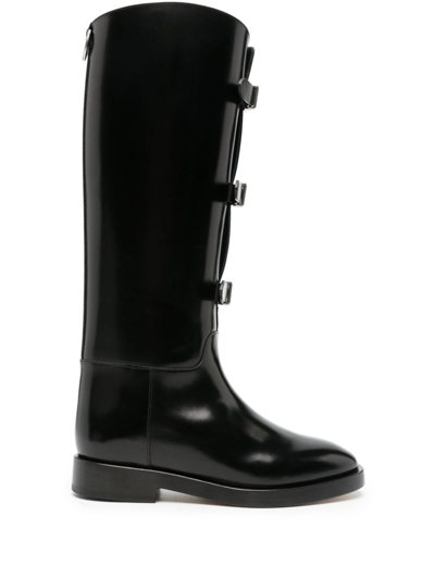Shop Durazzi Milano Buckled Leather Boots In Black
