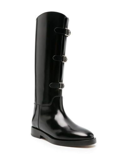Shop Durazzi Milano Buckled Leather Boots In Black