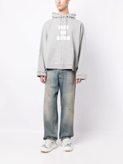 Natasha Zinko Text-print Hooded Jacket In Grey
