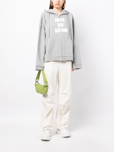 Shop Natasha Zinko Text-print Hooded Jacket In Grey