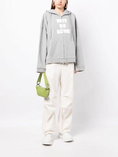 Natasha Zinko Text-print Hooded Jacket In Grey