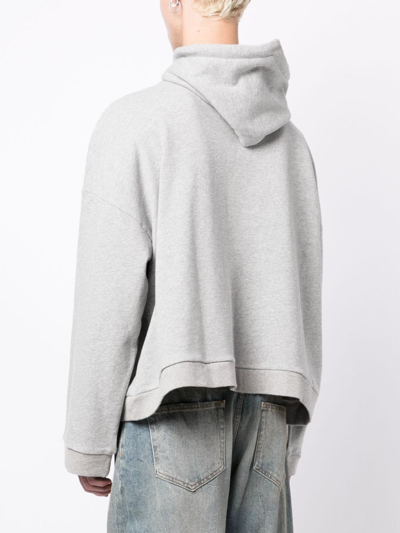 Shop Natasha Zinko Text-print Hooded Jacket In Grey