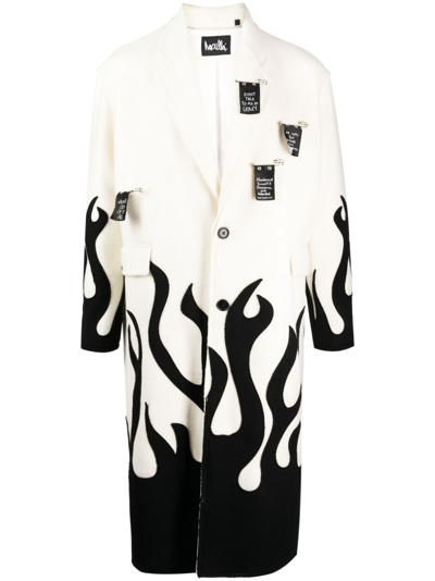 Shop Haculla Up In Flames Single-breasted Wool Coat In White