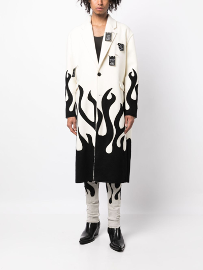 Shop Haculla Up In Flames Single-breasted Wool Coat In White
