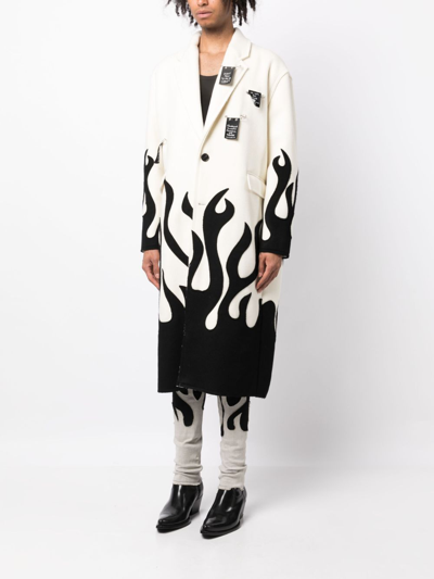 Shop Haculla Up In Flames Single-breasted Wool Coat In White