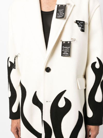 Shop Haculla Up In Flames Single-breasted Wool Coat In White