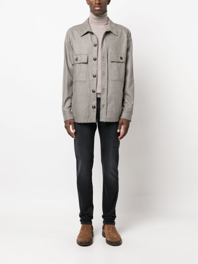 Jacob Cohen Long-sleeve Wool Shirt Jacket In Grey