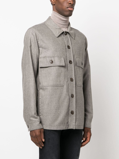 Jacob Cohen Long-sleeve Wool Shirt Jacket In Grey