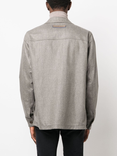Jacob Cohen Long-sleeve Wool Shirt Jacket In Grey