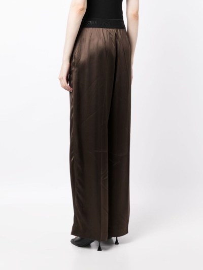 Shop Stine Goya Ciara Satin Wide-leg Trousers In Brown