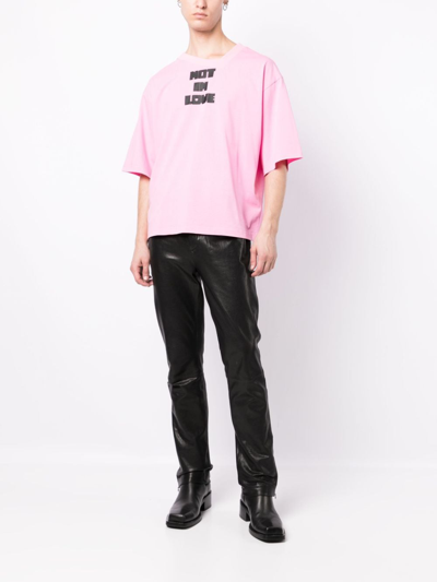 Natasha Zinko Text-print Cotton T-shirt In Pink