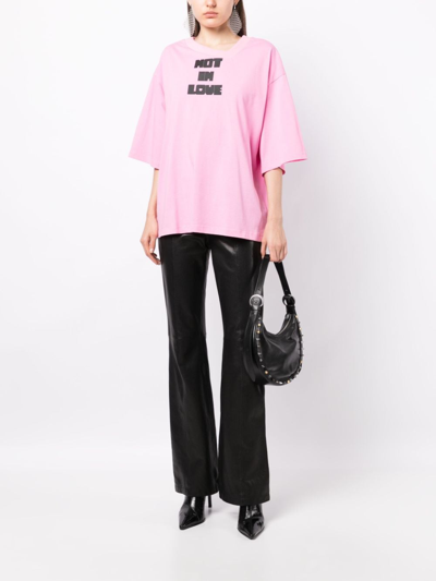 Natasha Zinko Text-print Cotton T-shirt In Pink