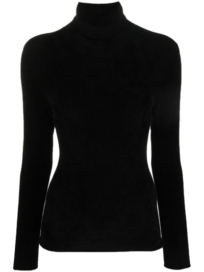 Shop Filippa K Roll-neck Long-sleeve Knitted Top In Black