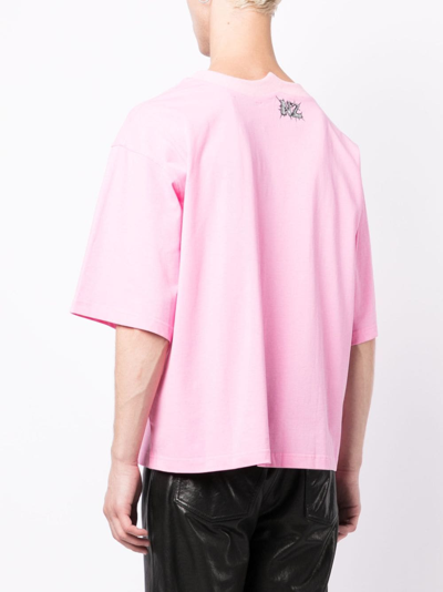 Natasha Zinko Text-print Cotton T-shirt In Pink