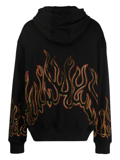 Shop Haculla Up In Flames Studded Cotton Hoodie In Black