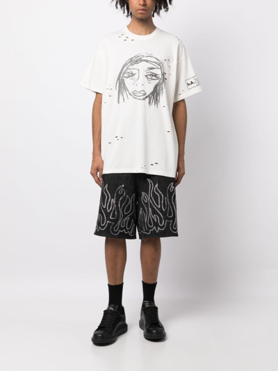 Haculla Caught My Eye Studded T-shirt In White