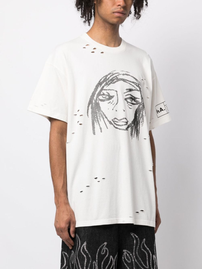 Haculla Caught My Eye Studded T-shirt In White