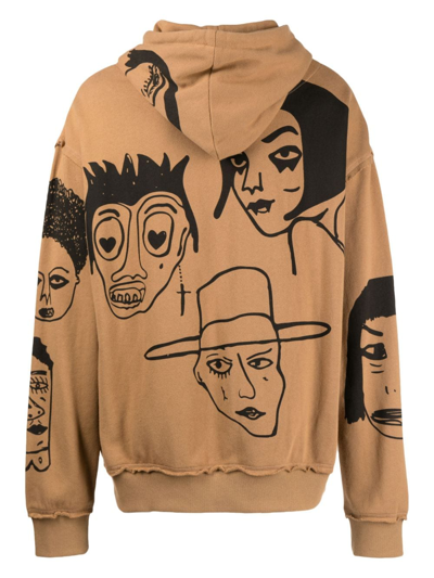 Shop Haculla They're Watching Cotton Hoodie In Brown