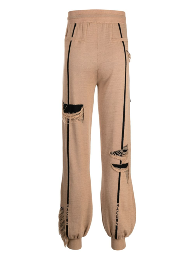 Shop Haculla Distressed Knitted Track Pants In Brown