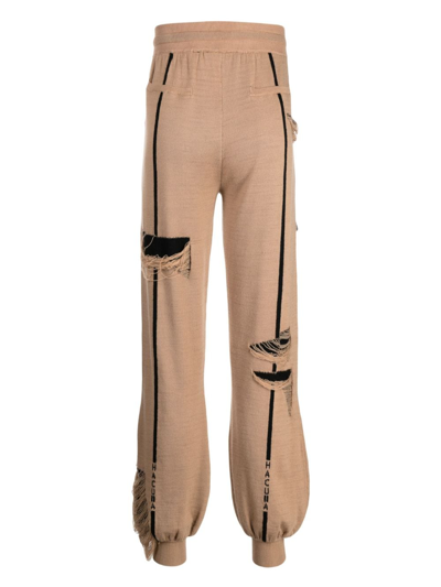 Haculla Distressed Knitted Track Pants In Brown