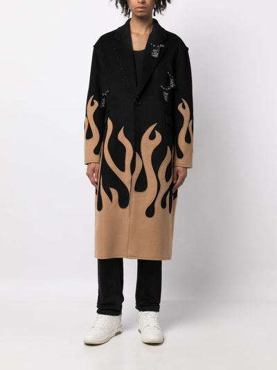 Haculla Up In Flames Single-breasted Wool Coat In Black