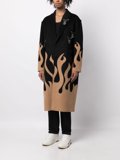 Shop Haculla Up In Flames Single-breasted Wool Coat In Black