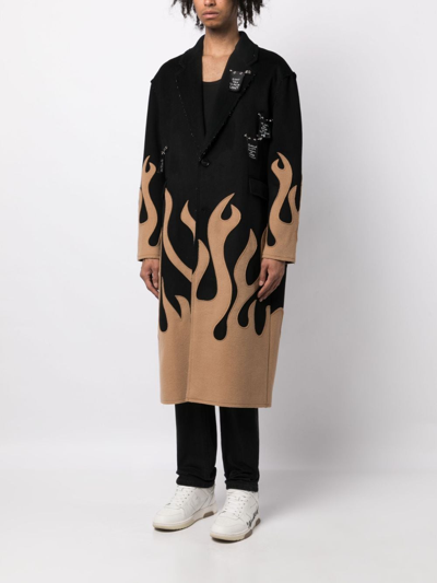 Haculla Up In Flames Single-breasted Wool Coat In Black