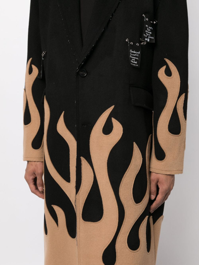 Shop Haculla Up In Flames Single-breasted Wool Coat In Black