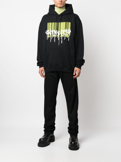 Shop Vtmnts Barcode-print Long-sleeve Hoodie In Black