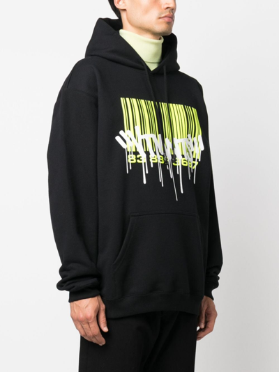 Shop Vtmnts Barcode-print Long-sleeve Hoodie In Black