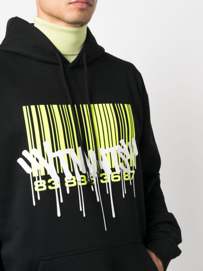 Shop Vtmnts Barcode-print Long-sleeve Hoodie In Black