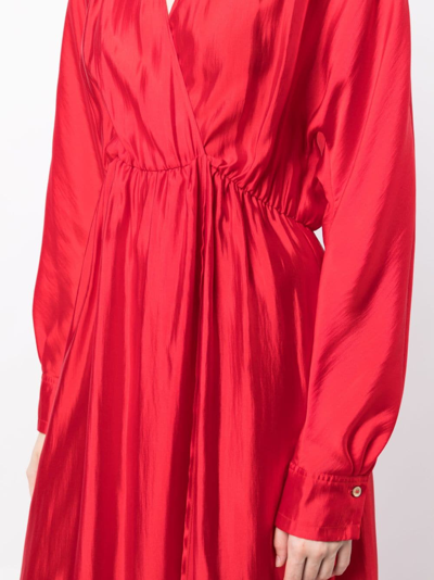 Shop Forte Forte V-neck Silk-blend Maxi Dress In Red