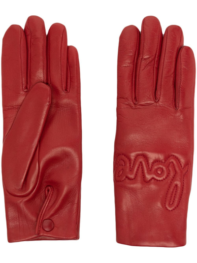 Agnelle Moor Love Red Leather Gloves In Red