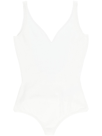 Alexander Mcqueen V-neck Low-back Bodysuit In White