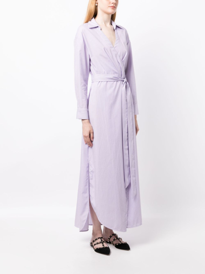 Shop Evi Grintela Stripe-print Cotton Midi Dress In Purple